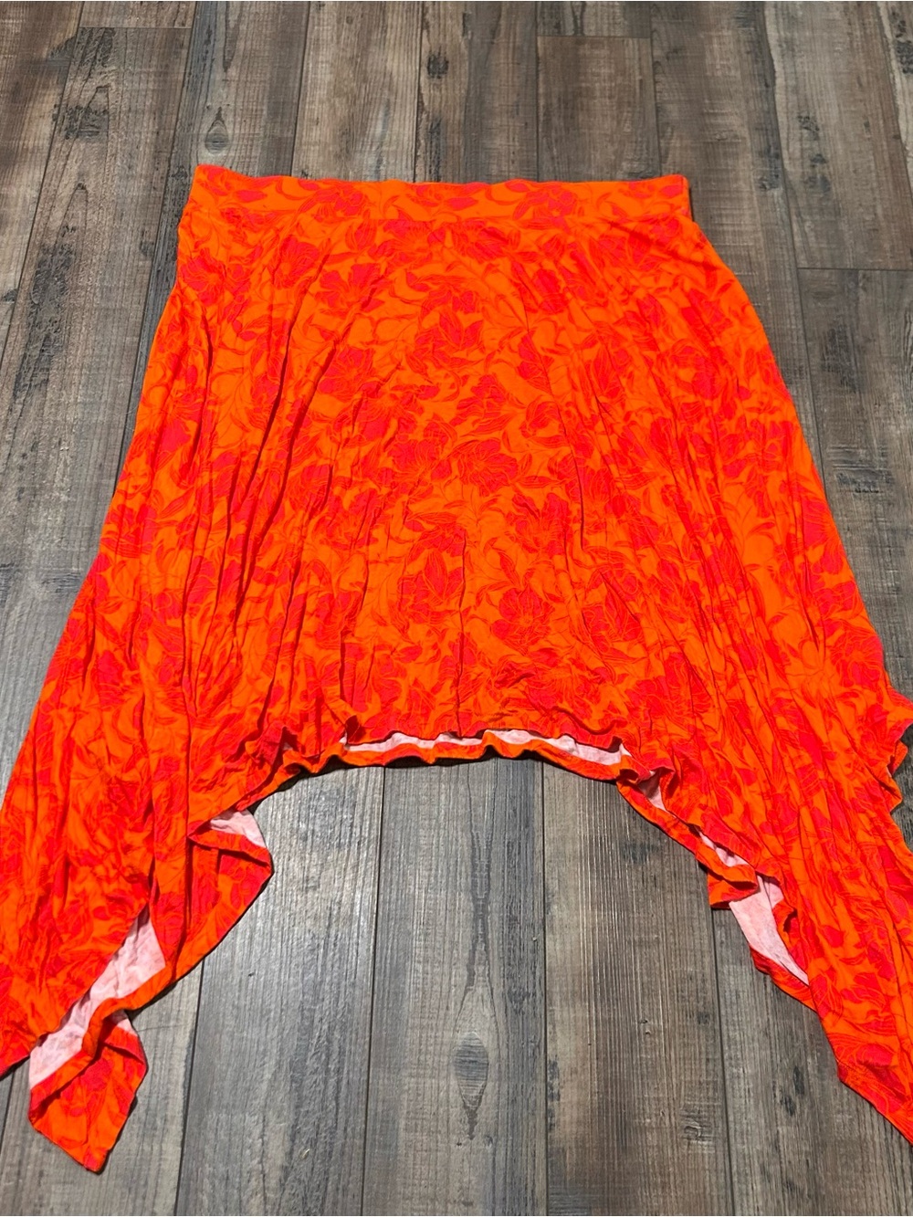 Torrid Handkerchief Hem Maxi Skirt Super Soft Floral Orange  Size 2X